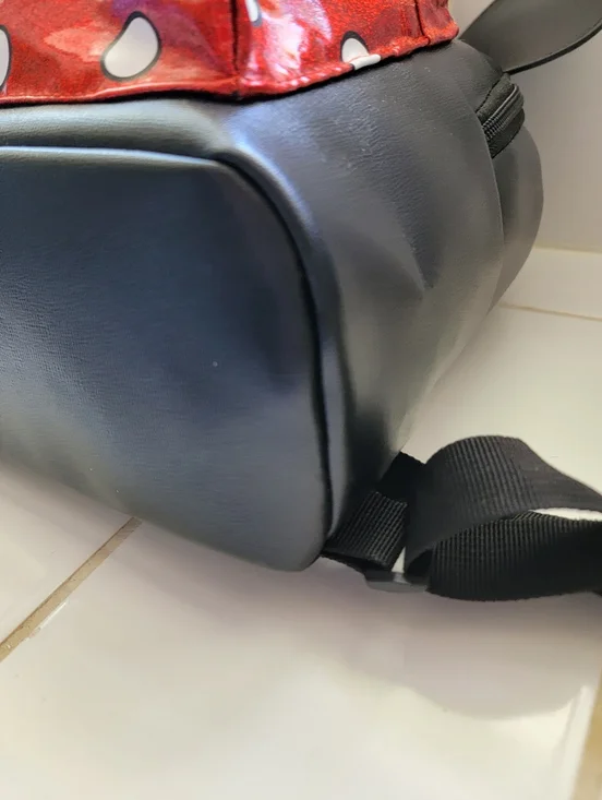 Disney Minnie Mouse Black Backpack with Red Polka Dot Pocket and Bow - Picture 7 of 12